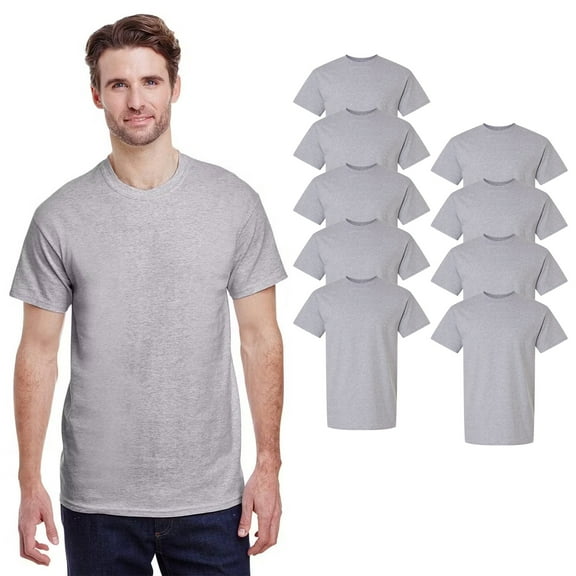 Gildan Men's Crew Neck Cotton T-Shirt, Lightweight Short Sleeve Bulk Sport Grey Tee, 9 Pack, Size-XL