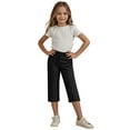 thumbnail image 7 of Girl's Capri Dress Pants Straight Leg Fall High Waist Capris with Pockets Formal Suit Classic Cargo Pants 4 Years, Black, 7 of 7
