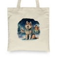 thumbnail image 2 of Hello Winter Alaskan Malamute Welcome Snowy Night Watercolor Vintage Canvas Tote Bag Alaska Mal Dog Lovers Gifts Reusable Shopping Grocery Bag - 01011, 2 of 5