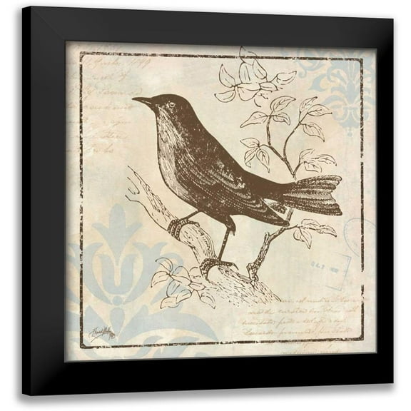 Medley, Elizabeth 12x12 Black Modern Framed Museum Art Print Titled - Bird Woodcut II