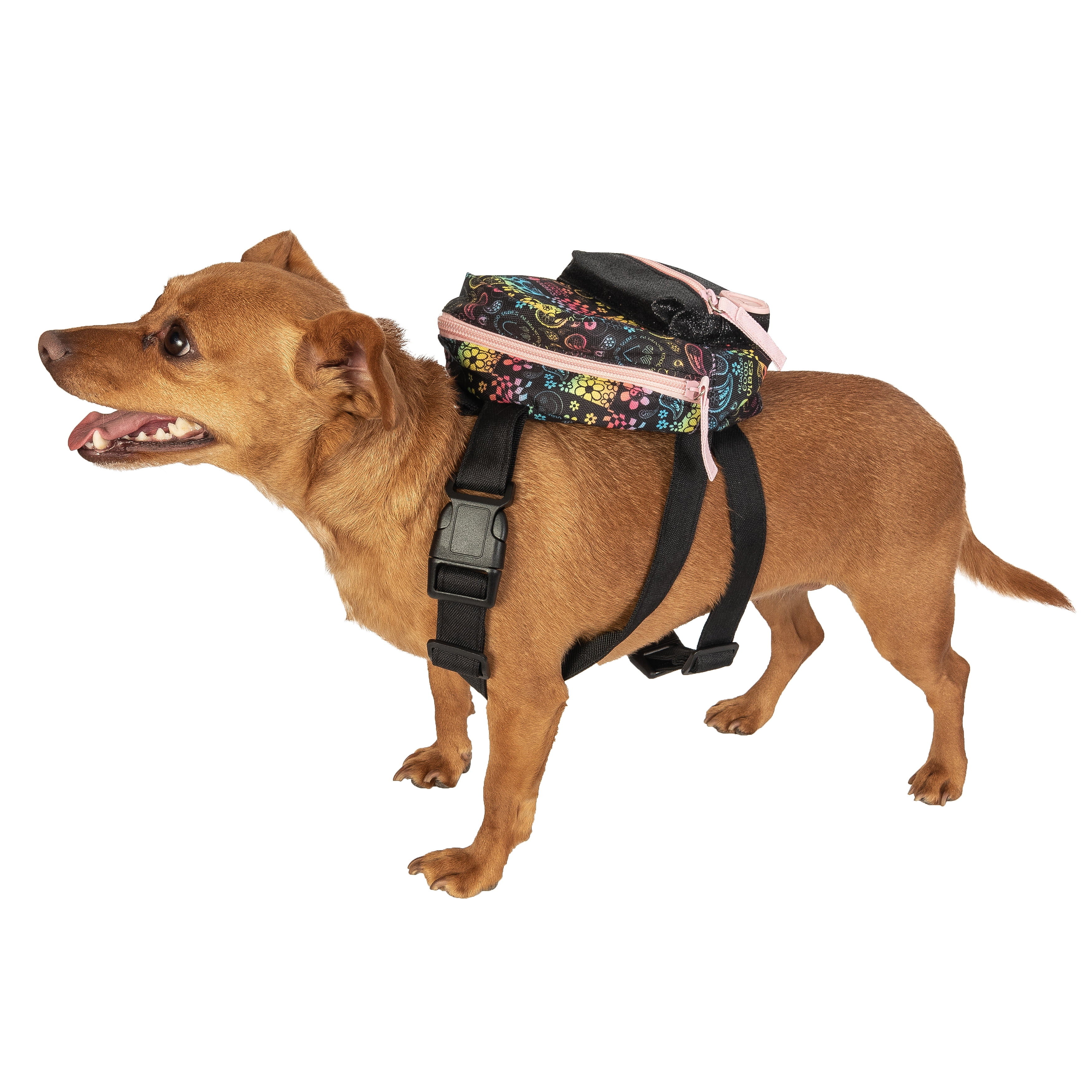 Justice Pet Nylon Ombre Wastebag Dispensing Backpack Harness, Black Ombre, Medium/Large