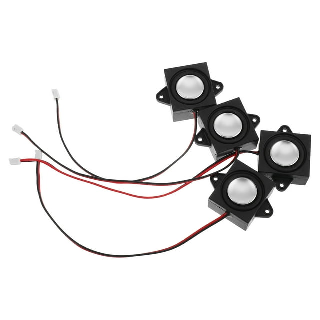 KAKOWELY Haut-Parleurs de studio 4 Pcs Mini Haut-Parleur Portable pour Ordinateurs de Bureau avec Son Amplifié et Connecteurs de Fil pour Accessoires Audio à Domicile