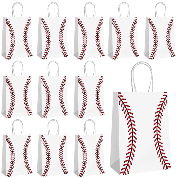 Baseball Party Favor Bags 16 Pcs Flag Gift Bags with Handles - Goodie Bags Birthday Sports Themed Goodie Bags Party Supplies Baseball Party Decorations