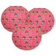 Angle View: Just Artifacts 12-Inch Tropical Luau Pineapple Pink Paper Lantern (Set of 3)