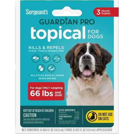 UPC: 0073091001102 | SERGEANT S GUARDIAN Pro Flea & Tick Topical for Dogs 66 lbs and Over 3 Count