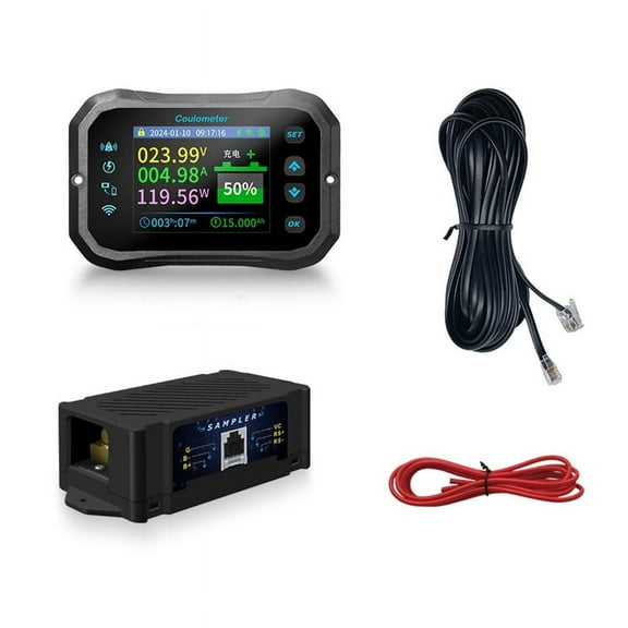 WiFi Coulomb Meter RV Battery Monitor Capacity Indicator Tester Power Volt-Ammeter for All Batteries 0-100A