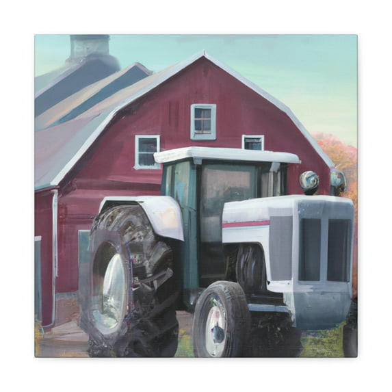 Old Tractor Plowing - Canvas