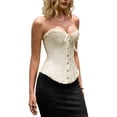 thumbnail image 1 of Tops de Corsé para Mujer, Lencería Moldeadora con Bustier, Body Push Up con Cintura de Encaje Albaricoque S, 1 of 8