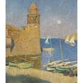 thumbnail image 3 of Henri Martin 20x22 Black Modern Framed Museum Art Print Titled - La Tour De Collioure, Lifting of the Moon (1923-1924), 3 of 5