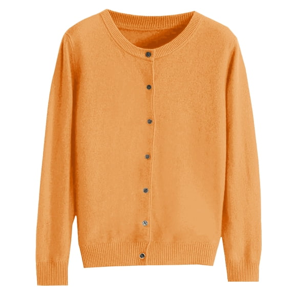 vigerkar Womans Classic Sweaters Cardigan Button Down Open Cardigans Sweater Lightweight Long Sleeve Crewneck Fall Winter Tops (Yellow, XXL)