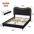 thumbnail image 3 of LED Bed Frame with 2 Drawers and Headboard, Cute Upholstered Bed with Storage, Sturdy Platform Bed, No Box Spring Needed, Wooden Slats, Noise Free, Black,Queen Size, 3 of 8