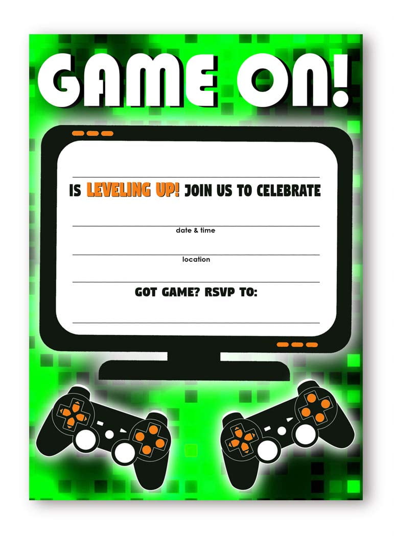 gaming-green-party-invitations-20-invitations-20-envelopes-double-sided-video-game-invitations-game-truck-party-supplies-green-20ct-walmart-com for Free Printable Gaming Party Invitation Template Gaming Green Party Invitations - 20 Invitations + 20 Envelopes - DOUBLE SIDED - Video Game Invitations - Game Truck Party Supplies - Green 20ct - Walmart.com for Free Printable Gaming Party Invitation Template