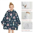thumbnail image 6 of Dark Blue Little Princess Pattern Blanket Hoodies for Kids 6-13YR Oversize Wearable Blanket Hoodies for Boys Girls Teens, 6 of 7