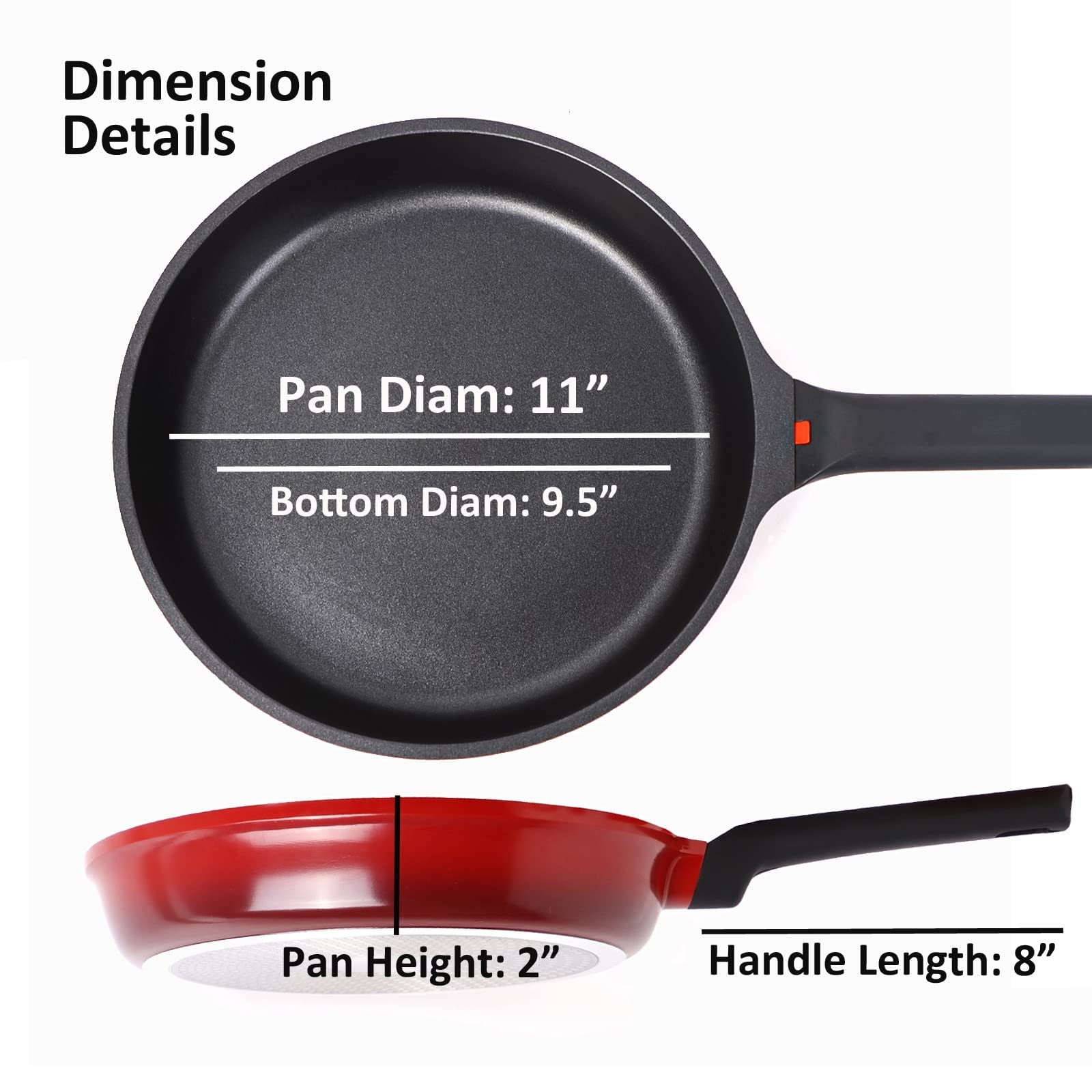 Nonstick Frying Pan with Lid and Detachable Handle, DIIG 9.5 inch Omelet Egg  Pan, Micro Pressure Saute Pan Skillet Suit for Gas Electric Induction All  Stove Top 24cm, Red 