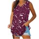 thumbnail image 2 of Puntoco Tops de cuello cuadrado para mujer, camisetas sin mangas estampadas, camisetas básicas informales holgadas de verano con cuello en V, 2 of 5