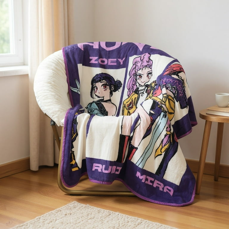 KPOP Demon Hunters Kids Throw Blanket Featuring Zoey, Rumi, & Mira