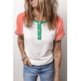 thumbnail image 1 of FOLUNSI Flirty Forward Henley with Colorblock Sleeves – Style Statement!, 1 of 8