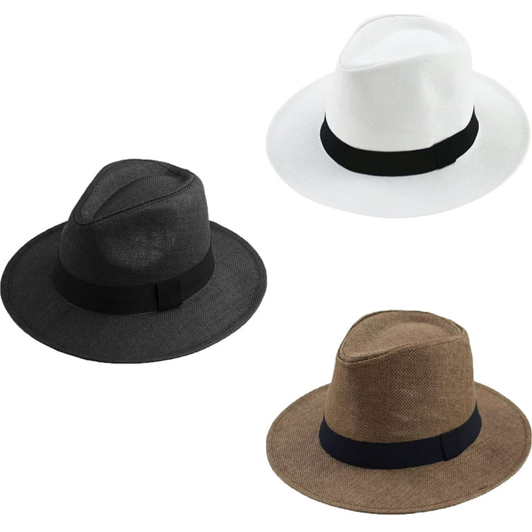 Xmarks 3 Pack Straw Hats for Men Sun Hats - Outdoor Summer Beach and Golf  Hats - Florence Fedora 