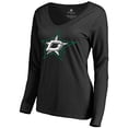 thumbnail image 2 of Women's Black Dallas Stars Splatter Logo V-Neck Long Sleeve T-Shirt, 2 of 4