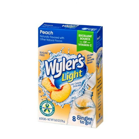 Wyler's Light Drink Mix Singles To Go! Peach, Sugar Free, 8-ct box