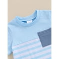 thumbnail image 4 of Suealasg Toddler Boys Clothes 6M 1T 2T 3T Short Sleeve Striped Print T-Shirt Tops and Drawstring Shorts Sets 2Pcs Baby Boy Summer Casual Outfits, 4 of 6