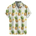 thumbnail image 3 of Rovga Shirts For Men Solid Color Summer Pineapple Printing Hawaii Short Sleeve Shirts Tops White Dailywear,Size:L, 3 of 4