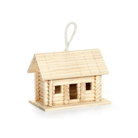 Bird Wash House - Darice Wood Log Cabin Bird House Unfnshd 6x4.5x4