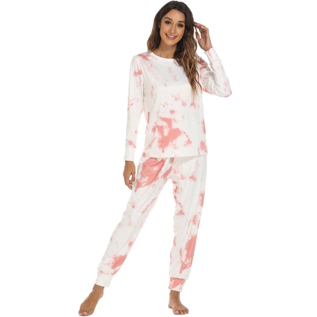 Pijama de mujer para el hogar, otoño e invierno, pantalones de manga larga con efecto tie-dye