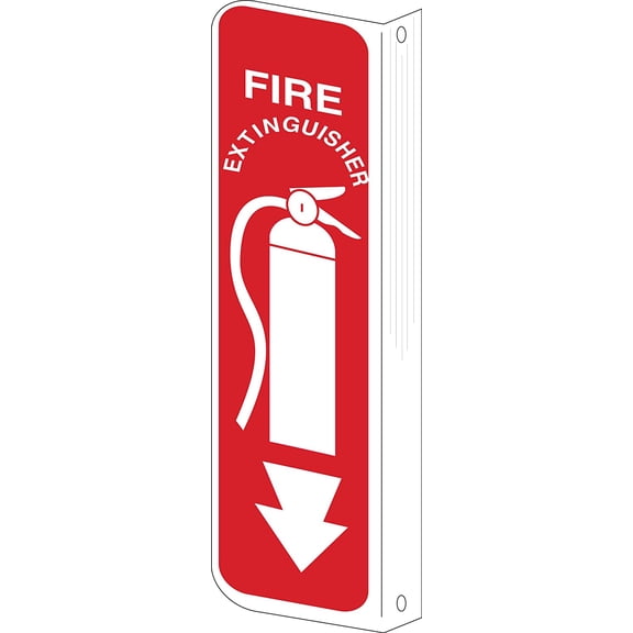 Brady 50691 Plastic 2-Way View Fire Safety Sign, 12 X 4, Legend Fire Extinguisher W/Down Arrow with Picto