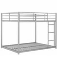 thumbnail image 3 of Miekor Full over Full Metal Bunk Bed, Low Bunk Bed with Ladder, Silve G3313, 3 of 12