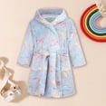 thumbnail image 2 of Linfrsh Boys Girls Coral Fleece Bathrobe,Soft Plush Hooded Robe with Adjustable Belt,Cartoon Print,for Toddlers 18 Month -14 Years,Warm Loungewear Shower Robe Kids Pajamas,Size 11-12 Years, 2 of 7