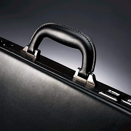 Bonded Leather Attache, Black, One Size