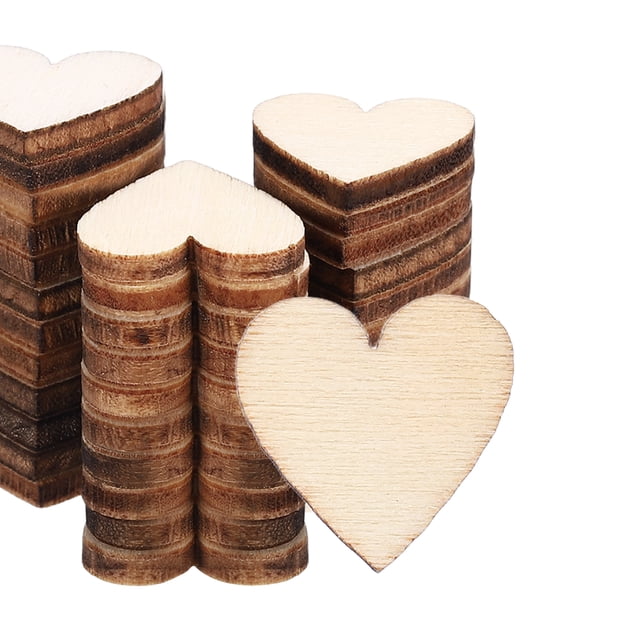 Corazones de madera de 15 mm, paquete de 100 recortes de madera en blanco