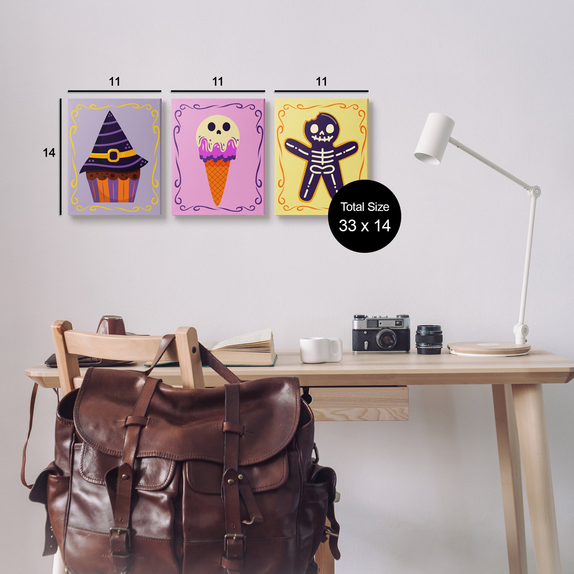 Stupell Industries Varied Halloween Desserts Holiday Painting Gallery Wrapped Canvas Print Wall Art, 11 x 14, Set of 3