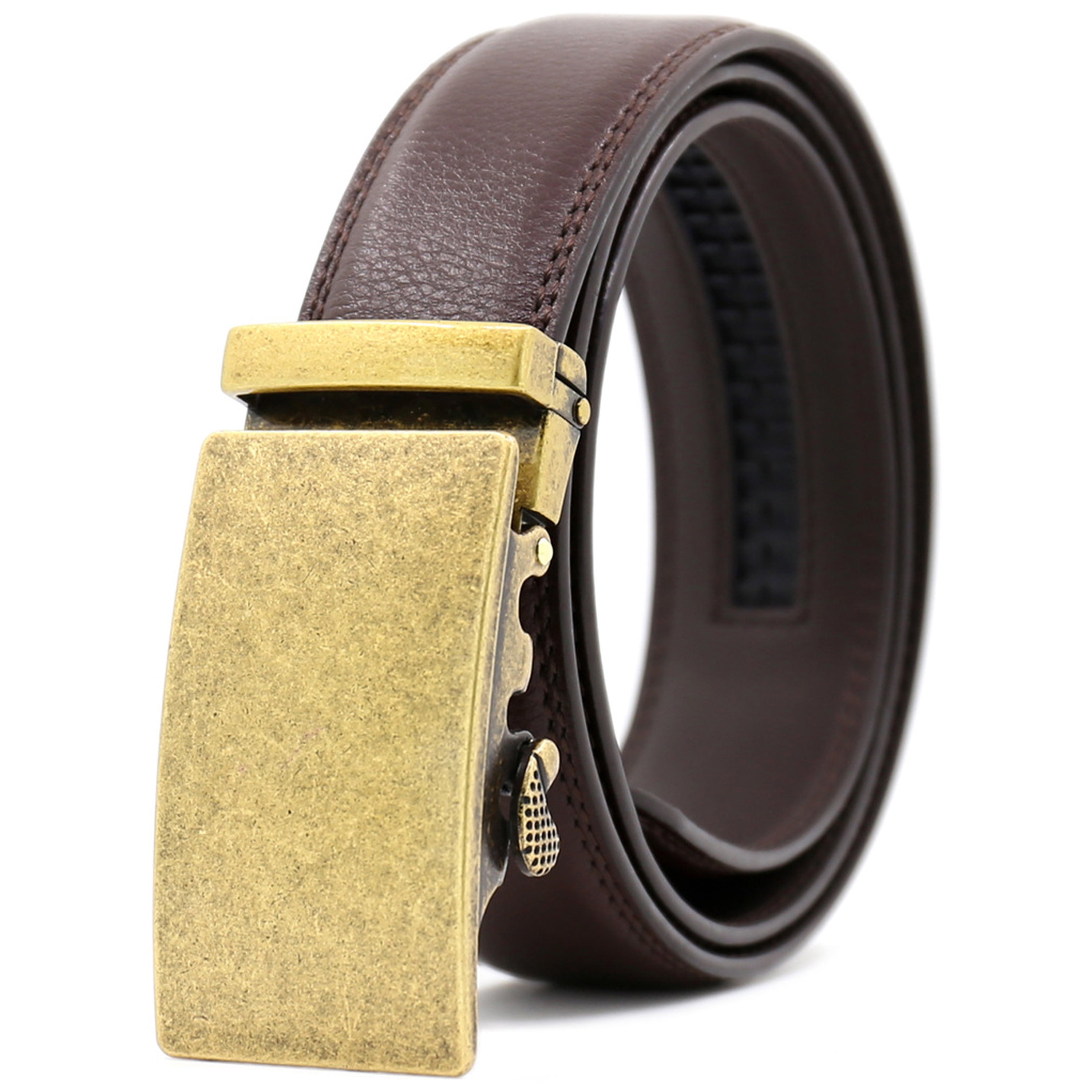 Ayli_AsYouLikeIt Men's Dress Belt Genuine Leather Automatic Buckle Ratchet Belt, Adjustable