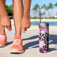 thumbnail image 2 of 20oz Pink Leopard Pattern Skinny Tumblers Stainless Steel Tumbler with Lid and Straw,Vacuum Insulated Double Wall Travel Tumbler Cups with Cleaning Brush for Coffee,Tea, 2 of 6