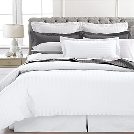 Ultra Soft 1800 Series 3 Pc Striped Duvet Set Full Queen White