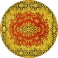 thumbnail image 1 of Ahgly Company Machine Washable Indoor Round Medallion Yellow Traditional Area Rugs, 3' Round, 1 of 4