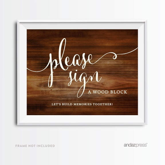 Koyal Wholesale Rustic Wood Guestbook Sign Please Sign 8.5x11 Wedding Party Decor
