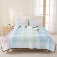 thumbnail image 3 of Twin Quilt Set 68''x86'', Blue Pink Plaid Lightweight Summer Bedspread Coverlet Set with 2 Pillow Shams, Pastel Green White Buffalo Patchwork Breathable All Season Quilt Bedding for Dorm/Bedroom, 3 of 9