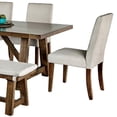 thumbnail image 2 of Jule 6pc Dining Set, Brown Rectangular Table, Chairs, Bench w White Seats, 2 of 5