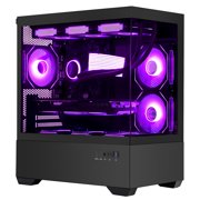 HELLOLAND Ocean Park Gaming PC Desktop - AMD Ryzen 7 5700X 3.4 GHz, Intel Arc B580 12GB, 32GB DDR4 RAM, 1TB PCIe +1TB SATA SSD, WiFi + BT, Windows 11 Pro -RGB Prebuilt Computer-Black