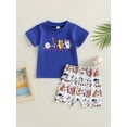 thumbnail image 2 of Wassery Toddler Boys Summer Outfit Sets 6M 12M 18M 24M 3T Infant Baby Boys Clothes Short Sleeve Letter Print Tops + Baseball Print Shorts 0-3T, 2 of 9