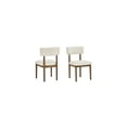 thumbnail image 4 of Darla 5Pc 72"W Rect Walnut Oak Wood Fin Sled Dining Set+Beige Sherpa Fabric Chrs, 4 of 6