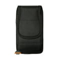thumbnail image 2 of For Apple iPhone 14 Plus Pouch Case Universal Vertical Canvas Built in Credit Card ID Slot and Belt Clip Loop Holster Cell Phone Holder Cover - Black, 2 of 7