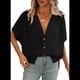 thumbnail image 3 of Blusas Casuales Clásicas de Corte Abotonado para Mujer, de Corta, Estilo Hawaiano para Vacaciones en la Playa, Color Negro, Talla L, 3 of 6