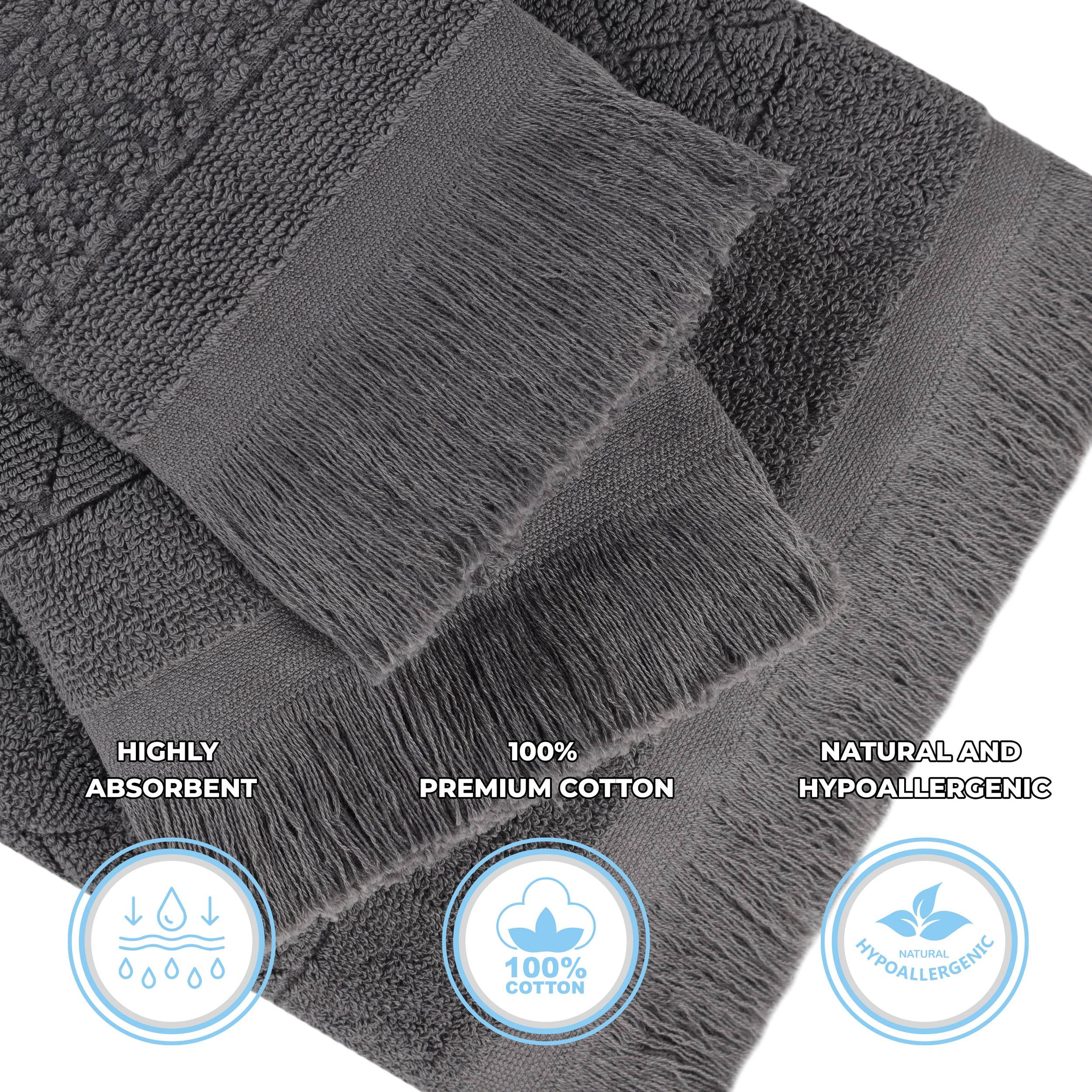 Superior Rolla Cotton Geometric Soft Hand Towel Set of 6, Grey
