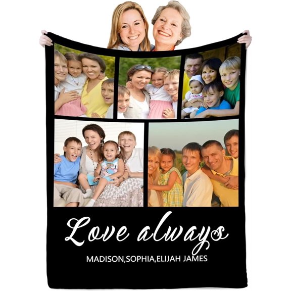 AISENIN Best Mothers Day Birthday Gifts Custom Personalized Blanket with Photo Picture, Customized Unique Creative Valentine's Day Gift Throw Blankets Mom Wife Women