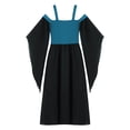 thumbnail image 4 of YONGHS Halloween Gothic Dress for Girls Lolita Princess Lace Up Cold Shoulder Dress Medieval Cosplay Costume Dark Blue 14, 4 of 7