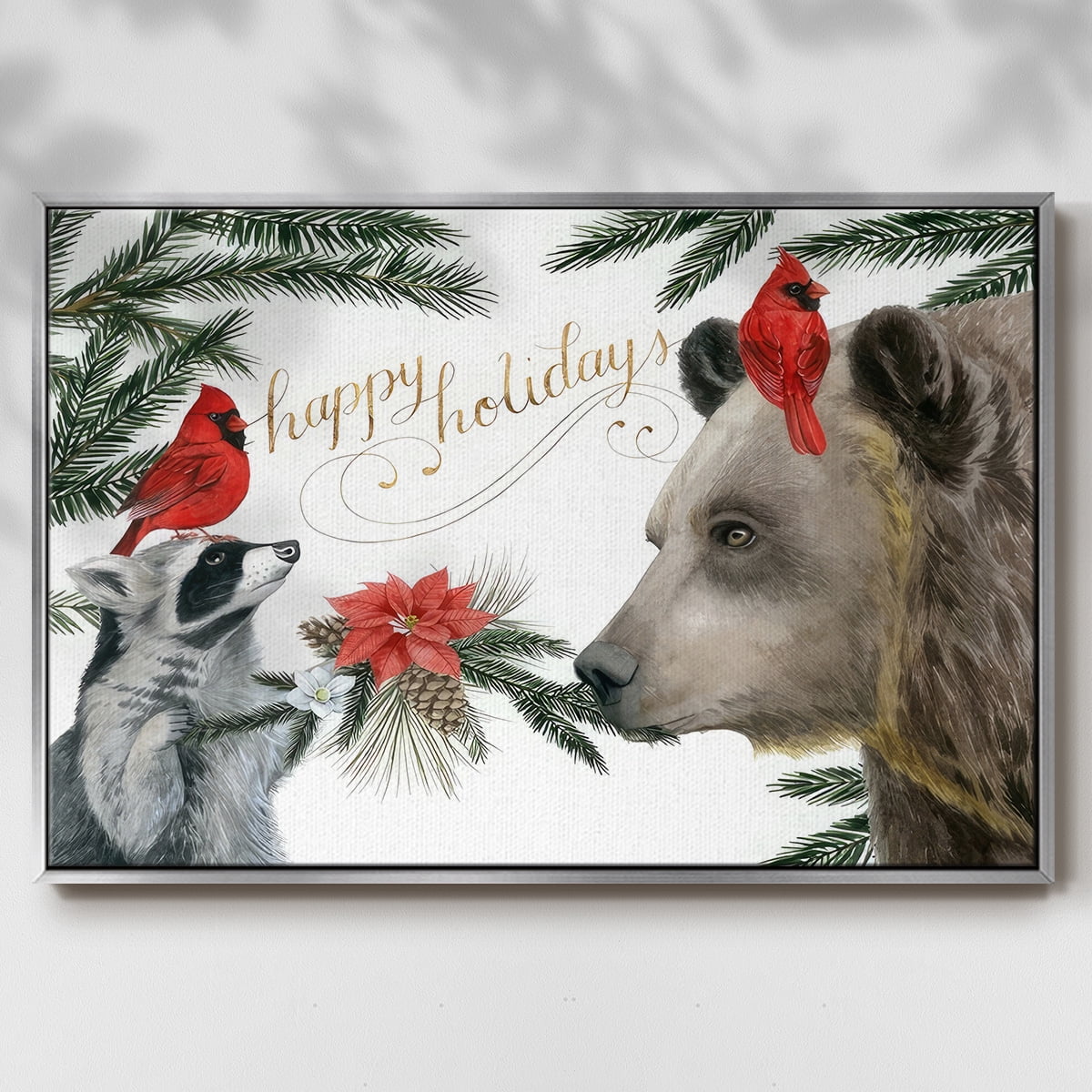 Timberland Christmas Collection A - Framed Gallery Wrapped Holiday Canvas - 25 x 37 - Silver Frame